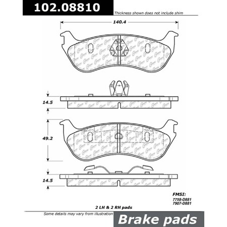 Centric Parts CTEK Brake Pads, 102.08810 102.08810